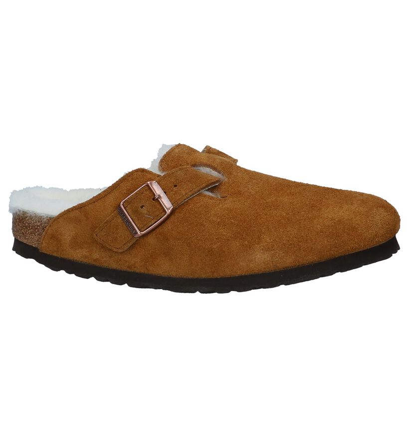 Birkenstock Boston Bruine Pantoffels in wol (231558)