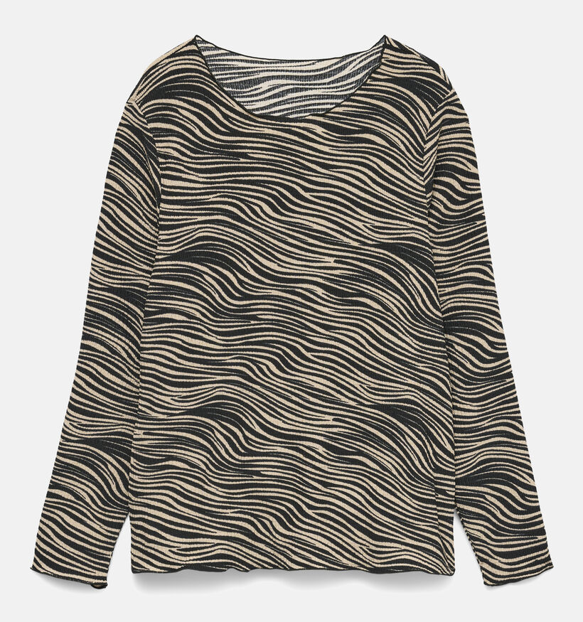 Vero Moda Curve Friga Longsleeve en Noir/Ecru pour femmes (364701)