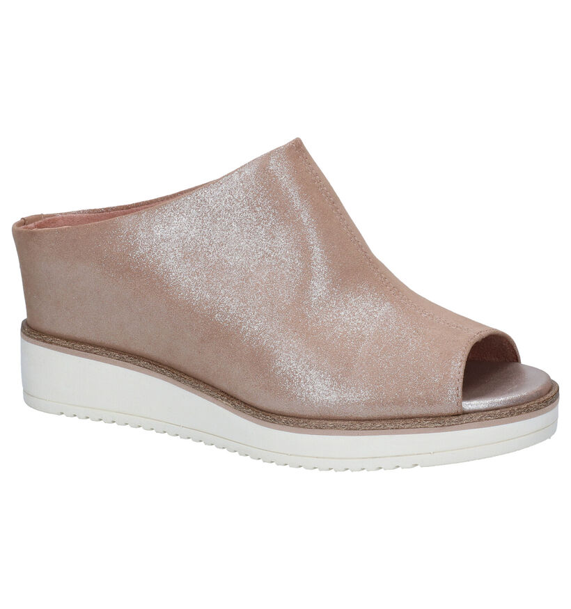 Tamaris Nu-pieds compensées en Or rose en textile (289406)