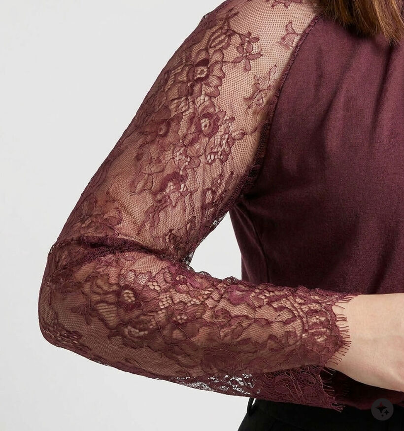 Vero Moda Curve Milla Bordeaux Blouse met Lange Mouwen voor dames (381429)