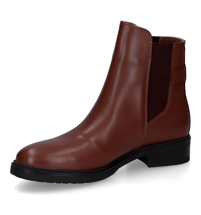 Tommy Hilfiger Bottines plates en Cognac en cuir (314028)