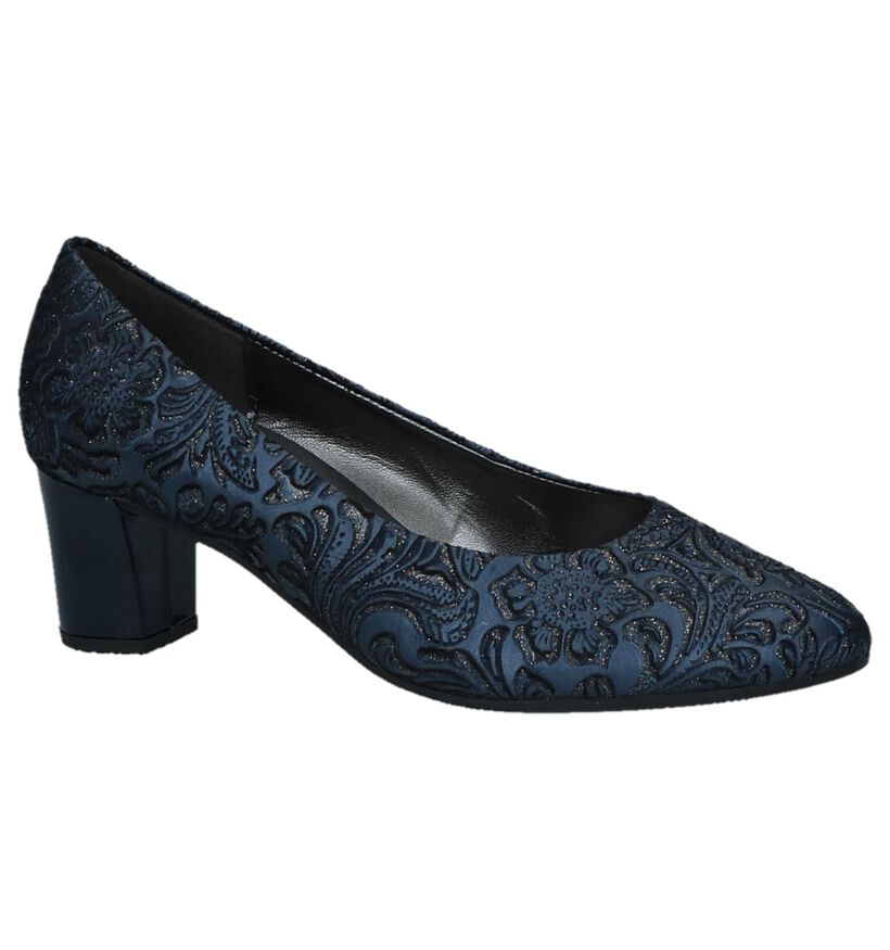 Gabor Best Fitting Pumps Blauw met Bloemenprint in nubuck (231106)