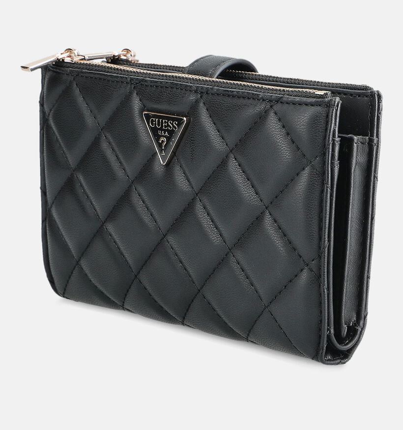 Guess Juliet Grand Portefeuille Noir/Dor&eacute; avec Dragonne pour femmes (381232)