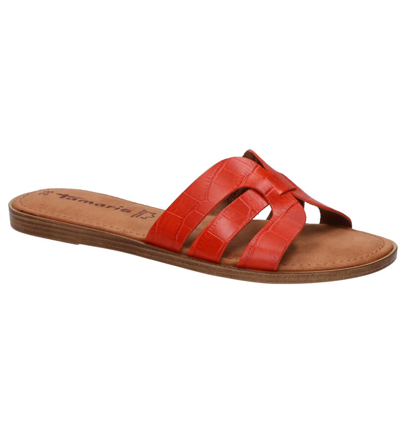 Tamaris Nu-pieds plates en Orange en cuir (270149)