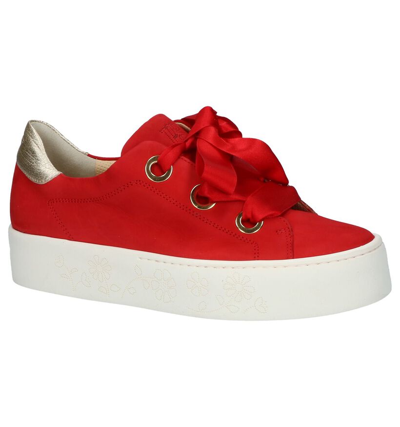 Lage Sneakers met Plateau Rood Paul Green in nubuck (219266)