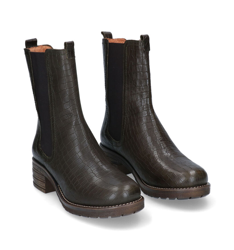 Brako Bottines Chelsea en Vert kaki en cuir (299213)