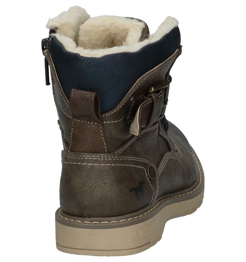 Mustang Donker Bruine Bottines Rits/Veter in kunstleer (222887)