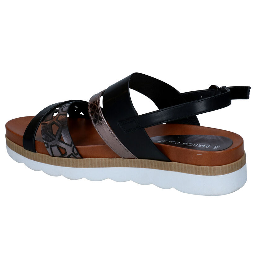 Marco Tozzi Sandales compens&eacute;es en Noir en simili cuir (289629)