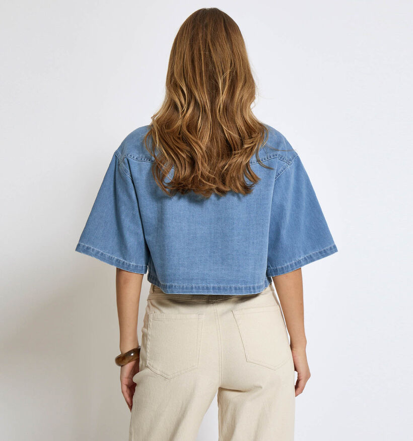 Minus Evina Chemise cropped en Bleu pour femmes (359030)