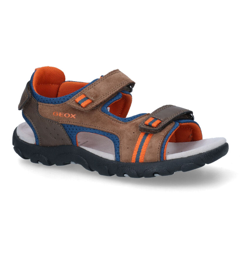 Geox Strada Bruine Sandalen in daim (305017)