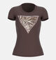 Guess Regal Brown Donkerbruine T-shirt met Korte Mouwen voor dames (370361)