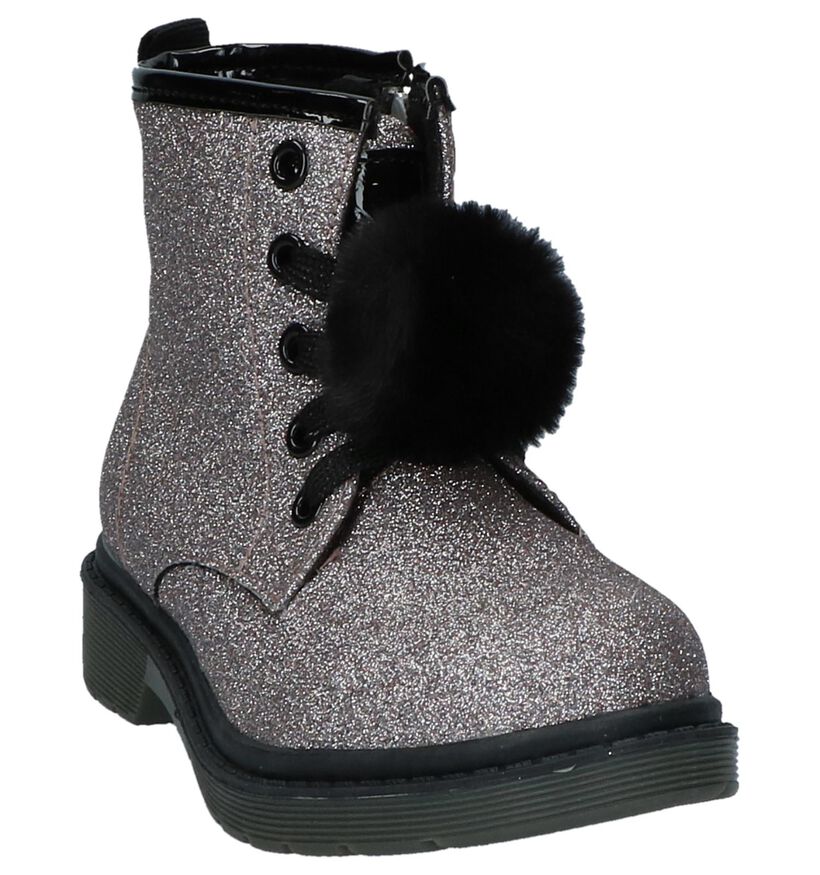 Gouden Boots Rits/Veter met Glitters K3 in stof (226610)