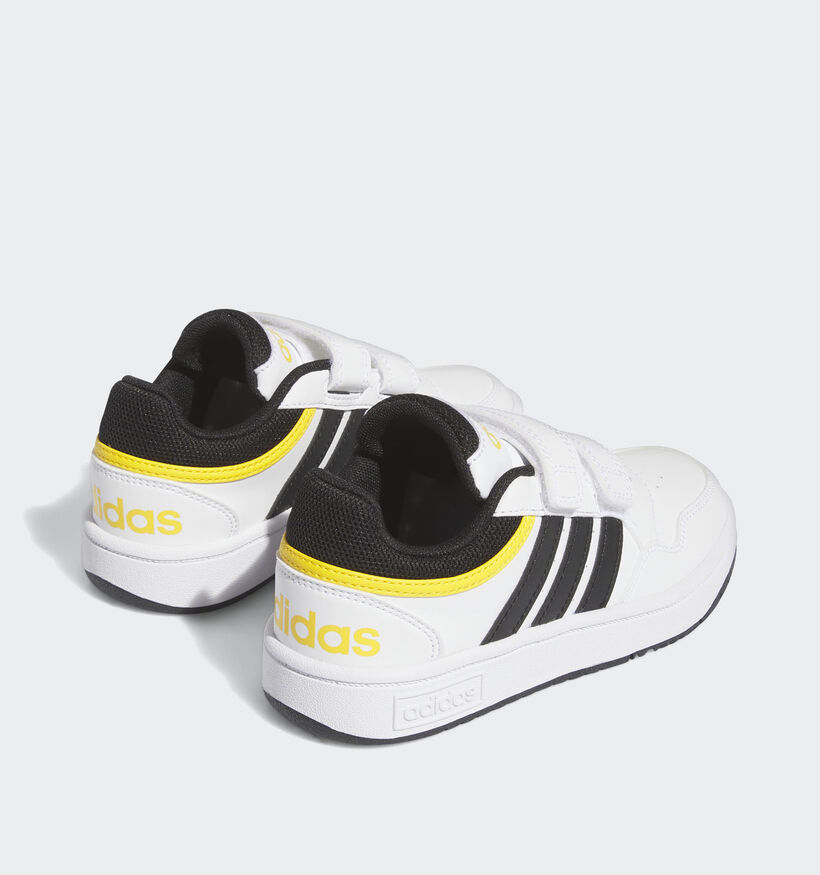 adidas Hoops 3.0 Baskets en Blanc/Jaune pour filles, garçons (366070) - pour semelles orthopédiques