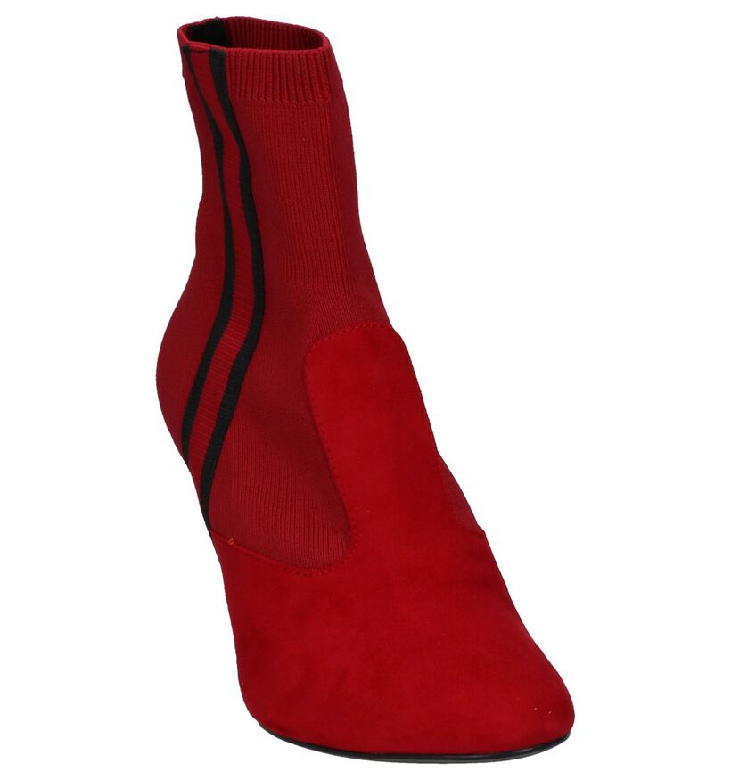 Tamaris Rode High Heels Soklaarzen in stof (237690)