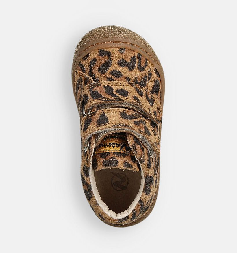 Naturino Cocoon Suede Bruine/Leopard Babyschoenen voor meisjes (364250) - geschikt voor steunzolen