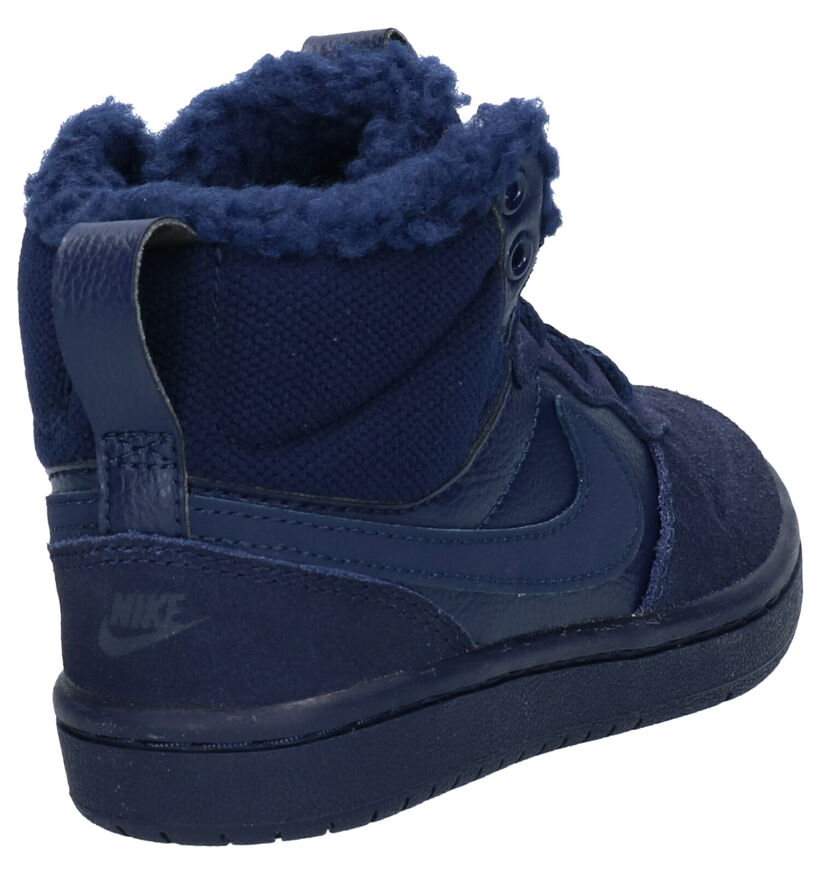 Nike Court Borough Mid Baskets en Bleu en simili cuir (262148)