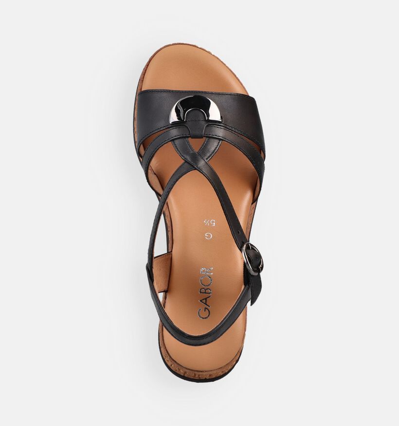 Gabor Sandales compens&eacute;es en Noir pour femmes (371120)