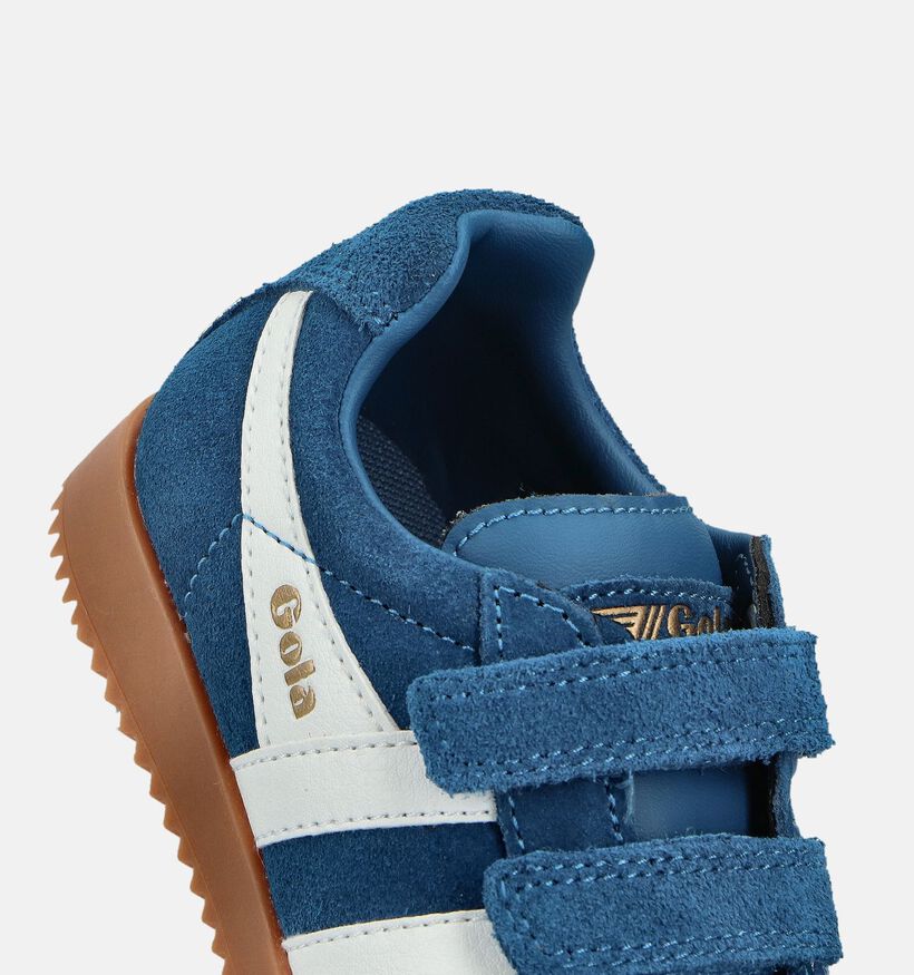 Gola Harrier Strap Chaussures à scratch en Bleu/Blanc pour filles, garçons (360993)