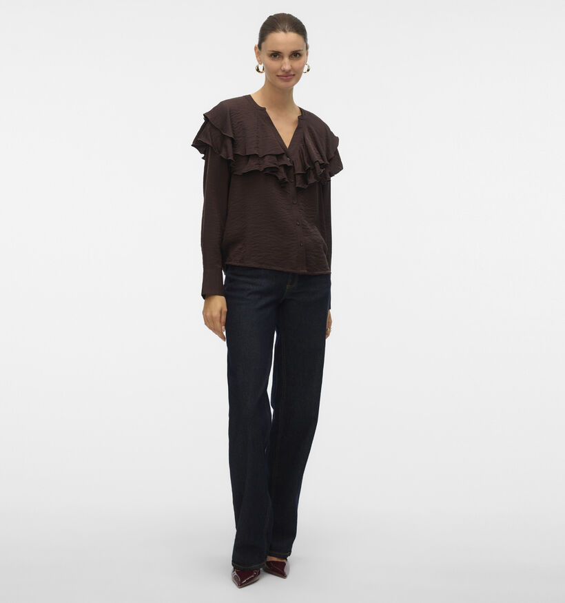 Vero Moda Lizzi Flounce Bruine Blouse voor dames (365663)