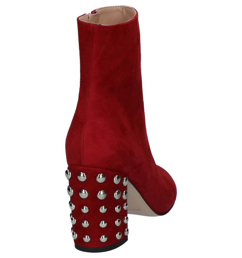 Rode Enkellaarzen met Studs Via Limone in daim (229978)