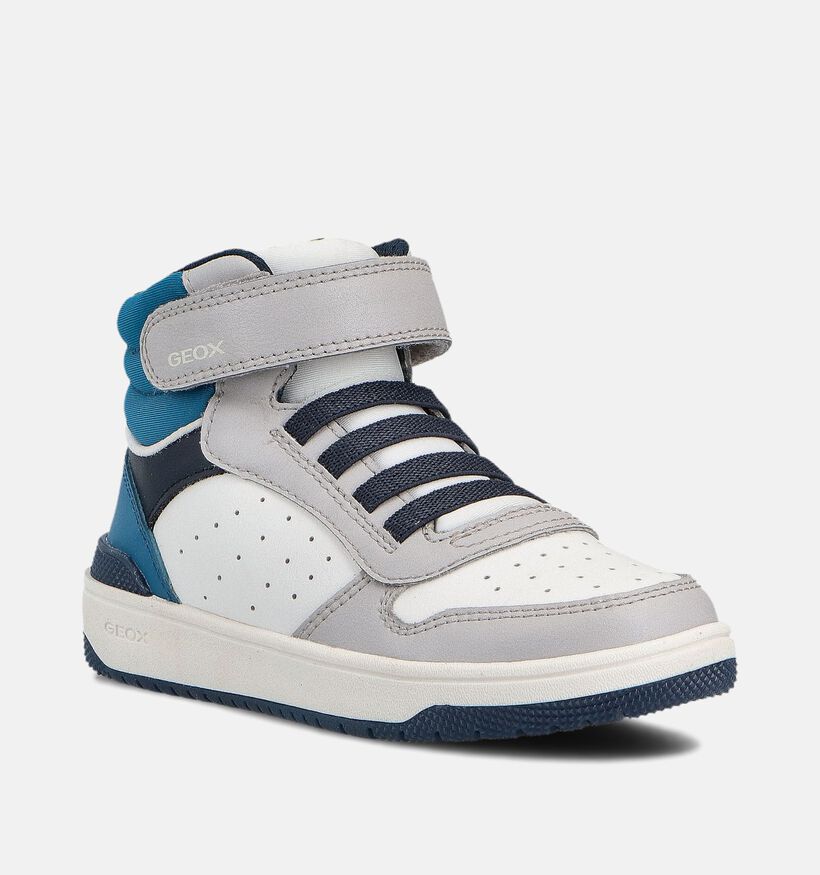 Geox Washiba Baskets hautes en Blanc/Gris pour garçons (361929) - pour semelles orthopédiques