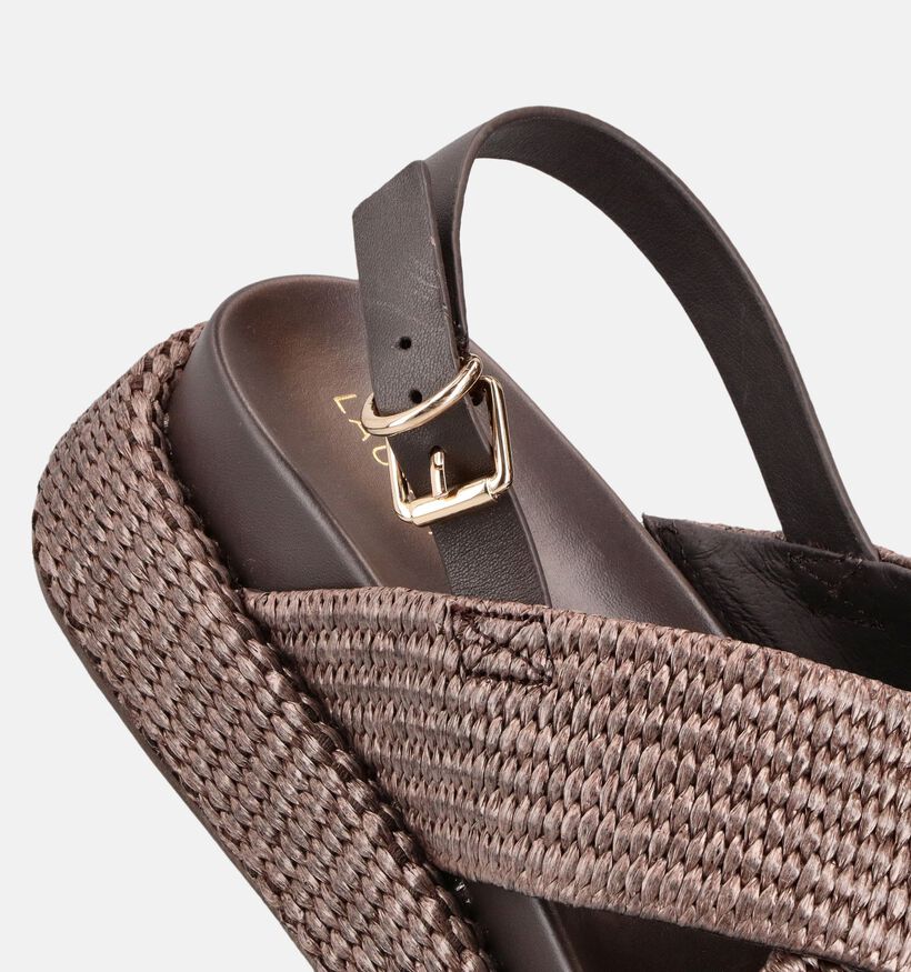 Laurent David Bruine Sandalen met sleehak voor dames (373777)