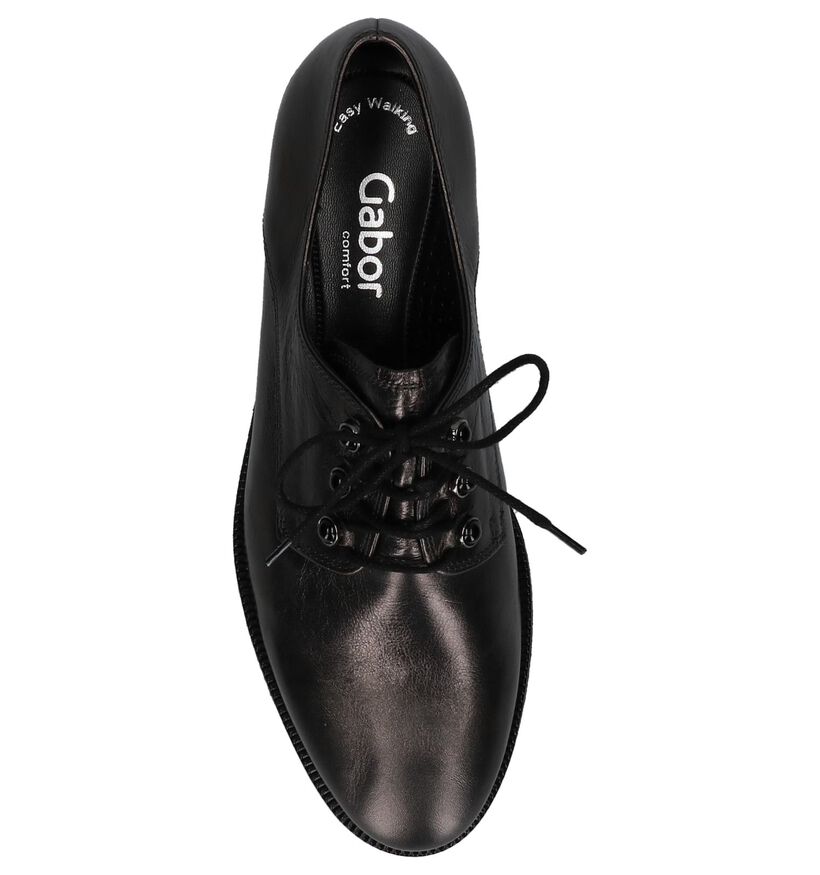 Donkergrijze Metallic Oxford Veterschoenen Gabor Easy Walking in leer (231151)