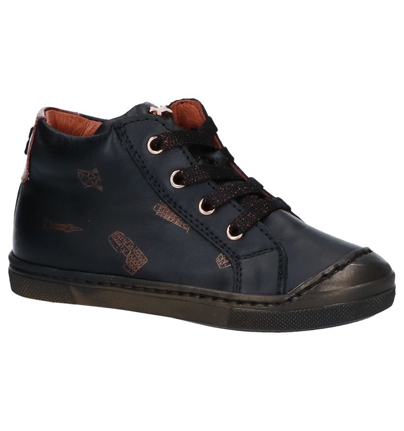 STONES and BONES Chaussures hautes en Noir en cuir (255512)