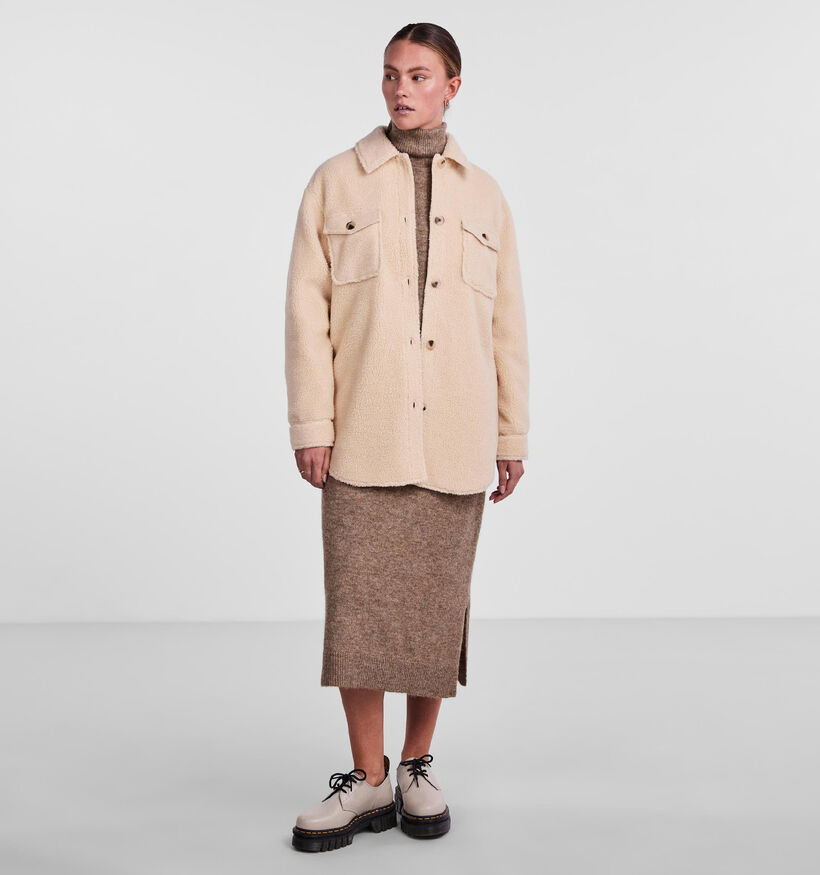 Pieces Nila Manteau teddy en Beige pour femmes (332865)