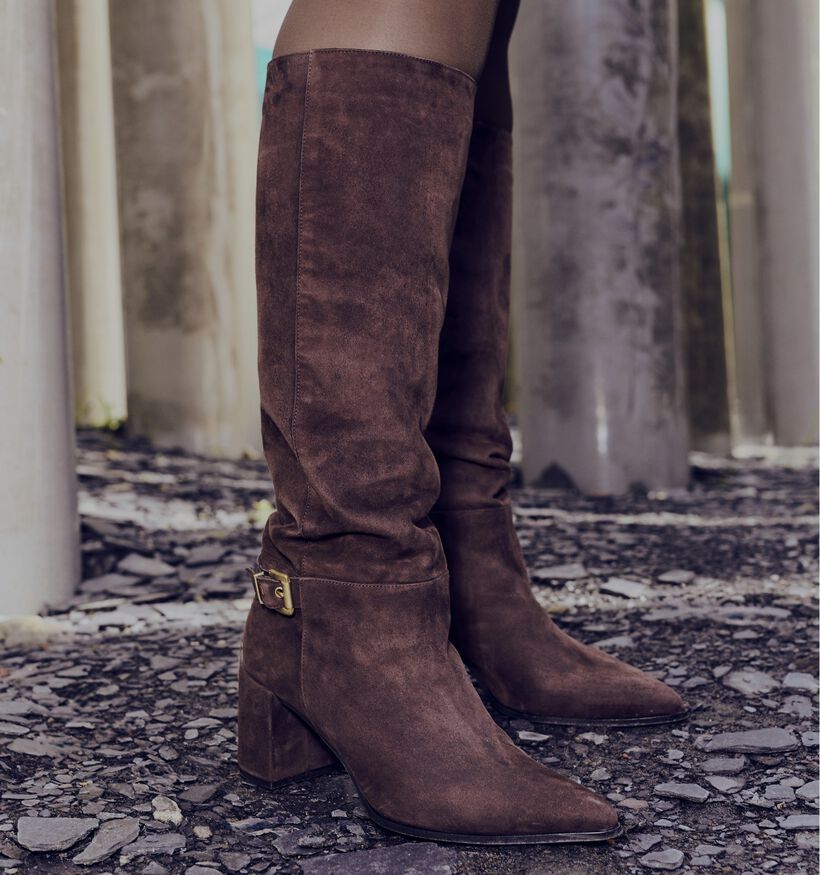 Laurent David Bottes hautes en Brun foncé pour femmes (365555)