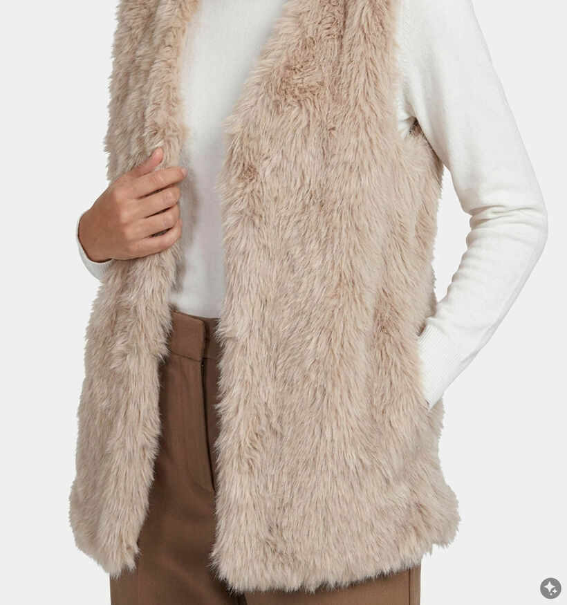 Laurent David Zaragoza Lichtbeige Bodywarmer Faux-Fur voor dames (382017)