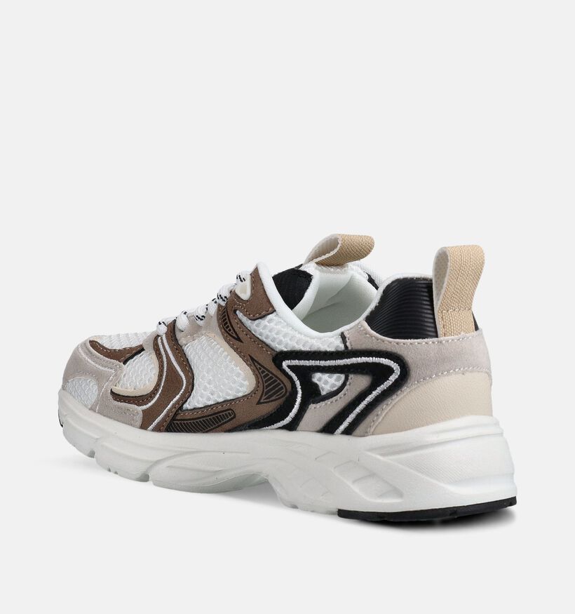 Posh by Poelman Witte/Bruine Sneakers voor jongens, meisjes (372279) - geschikt voor steunzolen