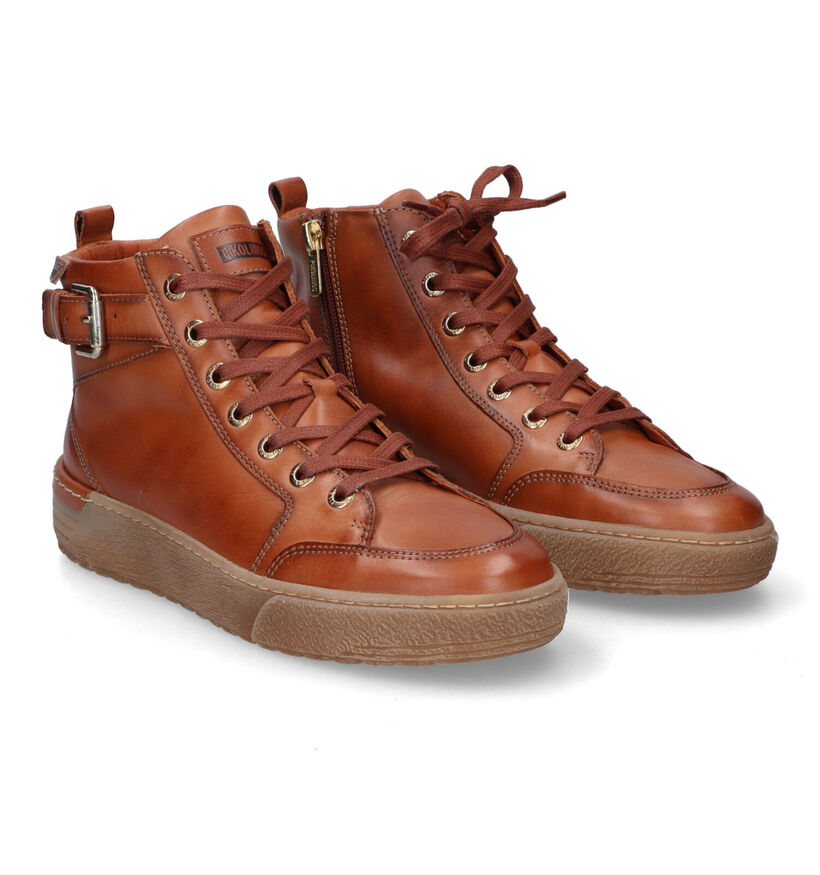 Pikolinos Vitoria Cognac Hoge Sneakers in leer (315922)