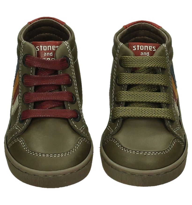 STONES and BONES Chaussures hautes en Taupe en cuir (200642)