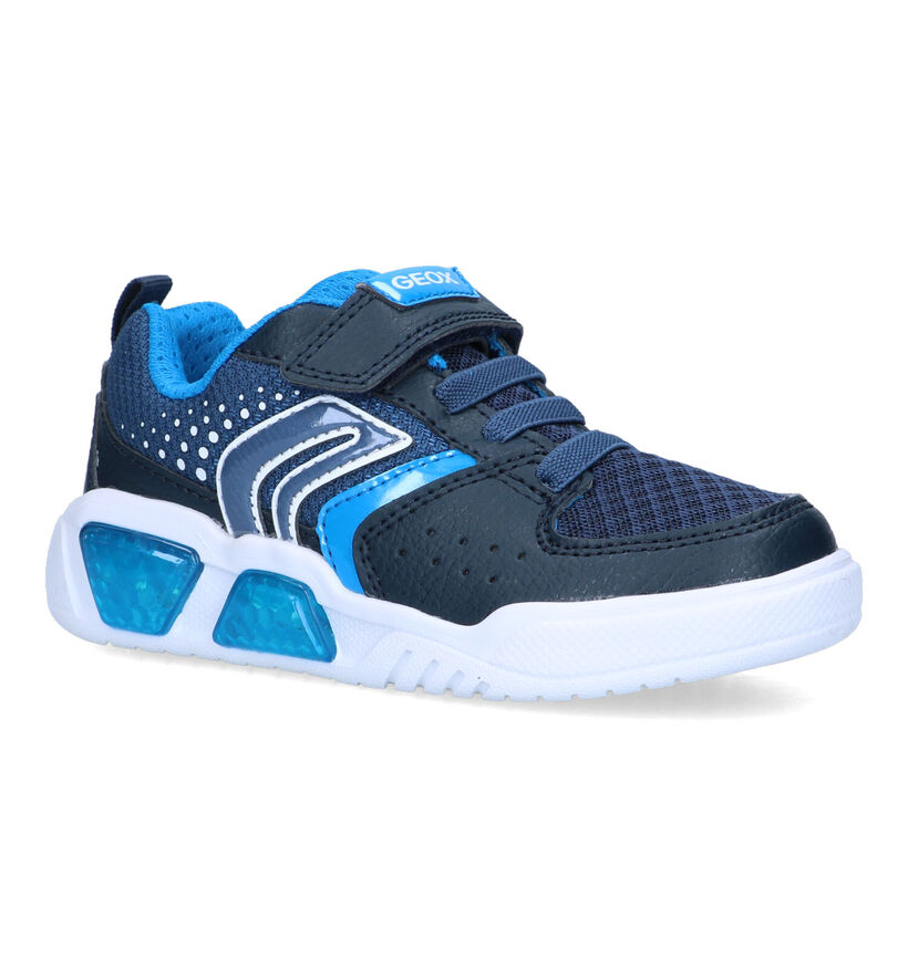 Geox Illuminus Baskets en Bleu pour garçons (320632) - pour semelles orthopédiques