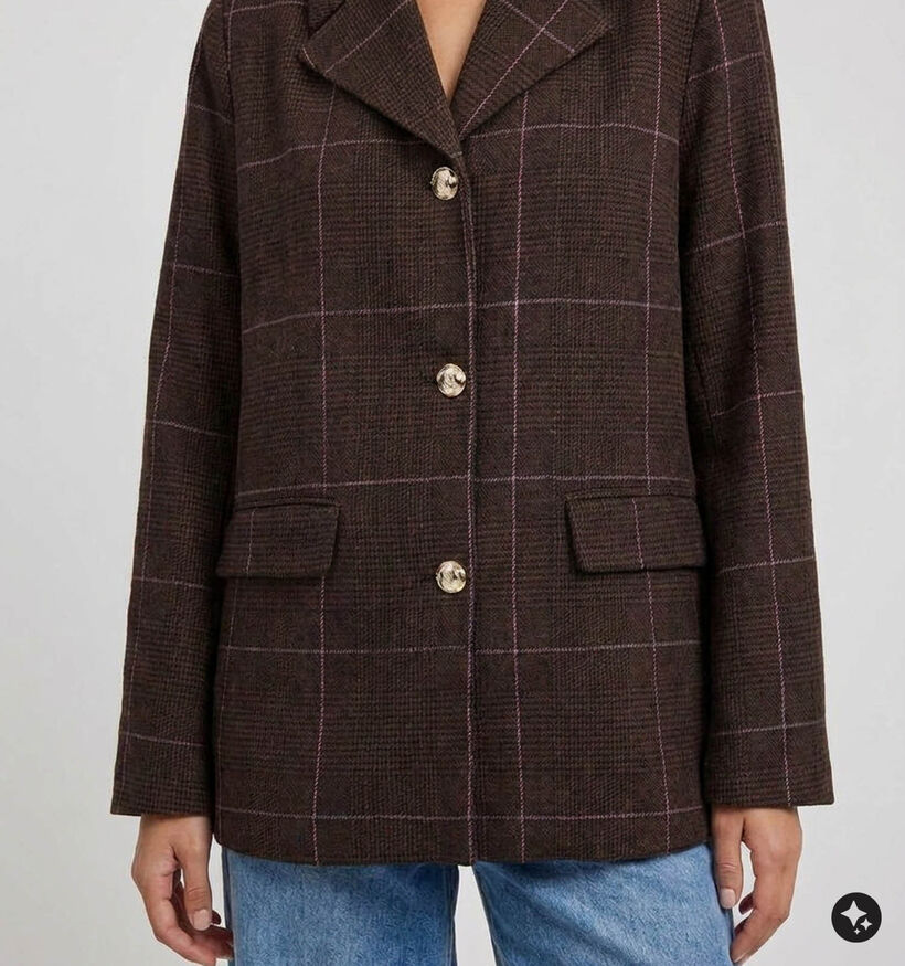 Pieces Amina Geruite Donkerbruine Blazer voor dames (379330)