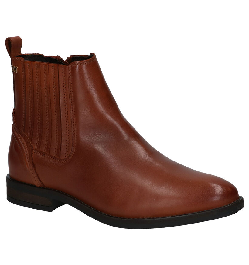 River Island Elise Cognac Enkellaarsjes in leer (281963)