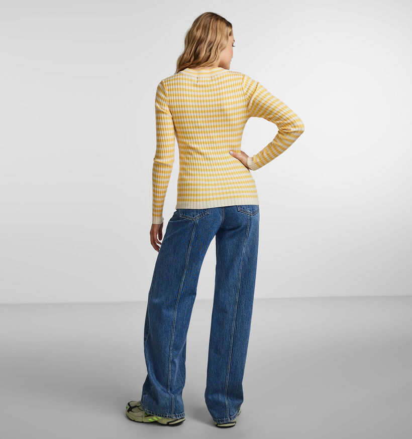 Pieces Crista Pull rayé en Jaune pour femmes (335718)