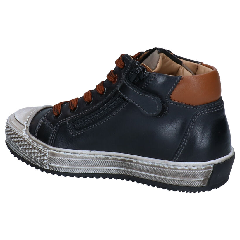 STONES and BONES Nippo Bottines en Bleu en cuir (296661)