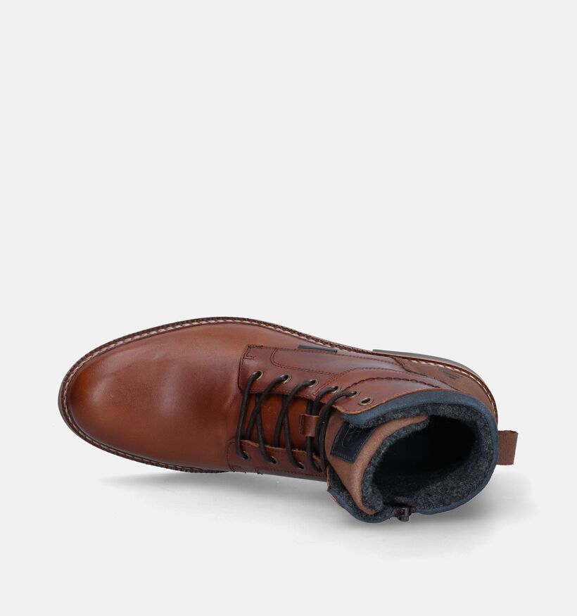Bullboxer Boots à lacets en Cognac pour hommes (327427) - pour semelles orthopédiques