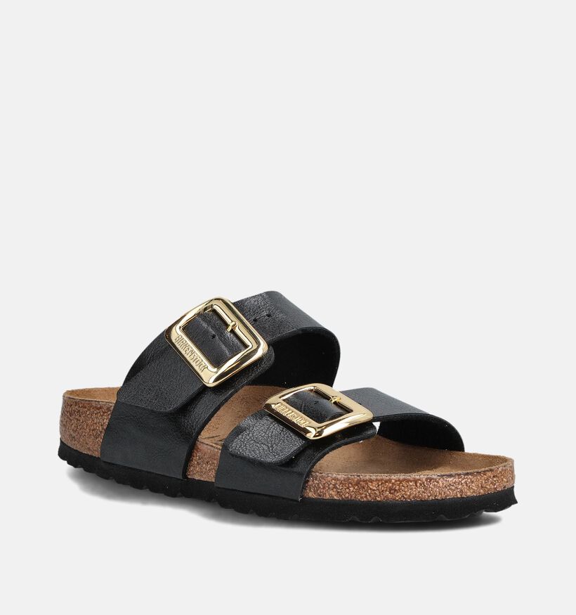 Birkenstock Sydney Cushion Buckle Zwarte Slippers voor dames (360264)