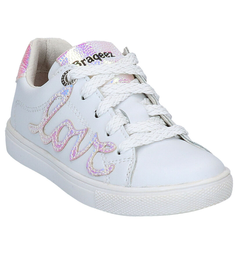 Braqeez Leigh Lowies Witte Lage Sneakers in leer (275291)