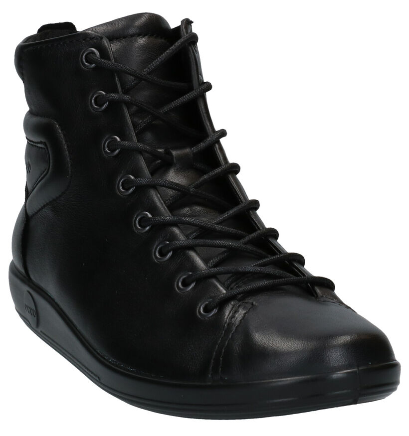 ECCO Soft 2.0 Zwarte Veterbottines in leer (280977)