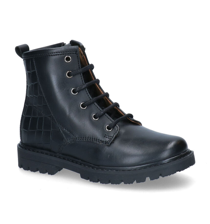 STONES and BONES Basis Zwarte Bottines in leer (301322)