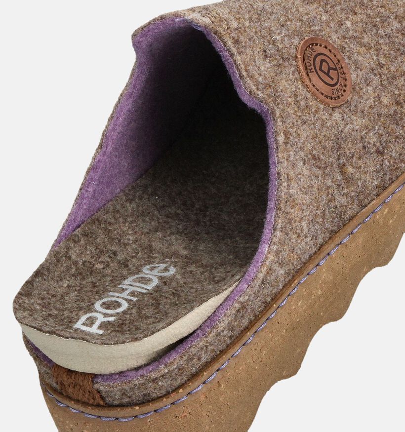 Rohde Taupe Open Pantoffels voor dames (364828) - geschikt voor steunzolen