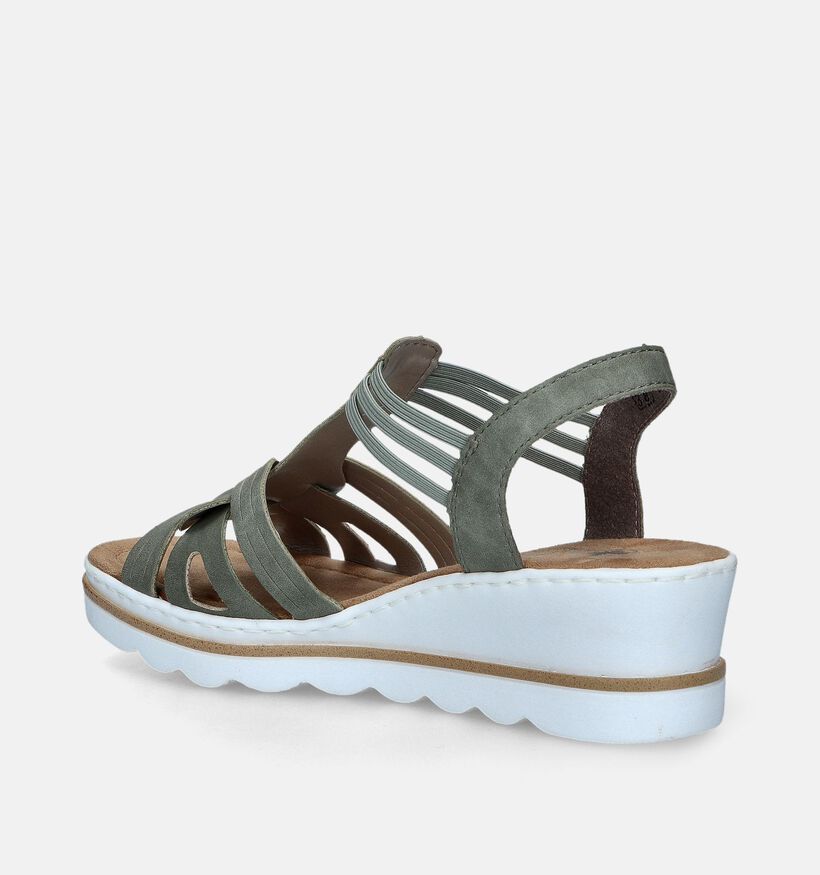 Rieker Sandales talon compensé en Vert Khaki pour femmes (354958)