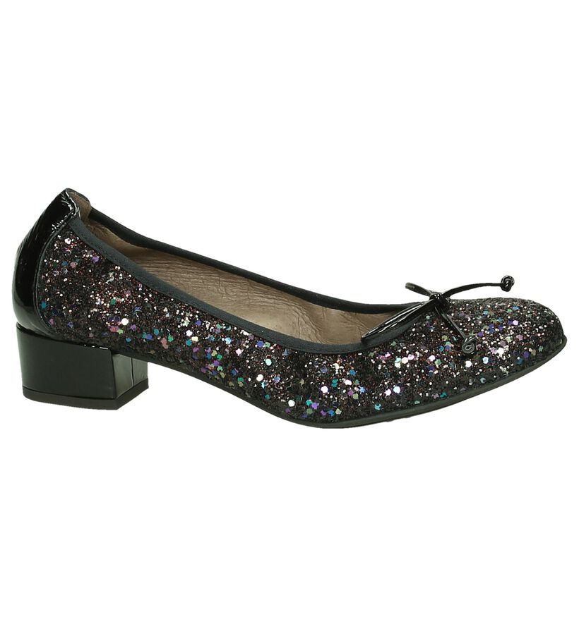 Wonders Zwarte Glitter Pumps in leer (185563)
