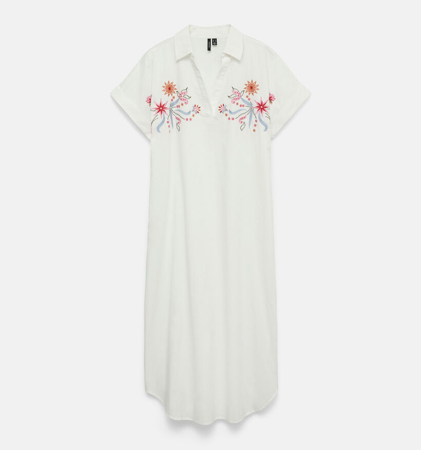 Vero Moda Lina 7/8 V-Neck Robe mi-longue en Blanc pour femmes (374944)