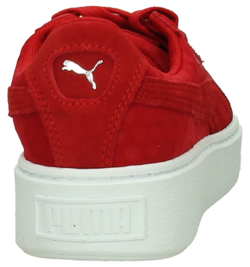 Puma Basket Platform Zwarte Sneakers in stof (199458)