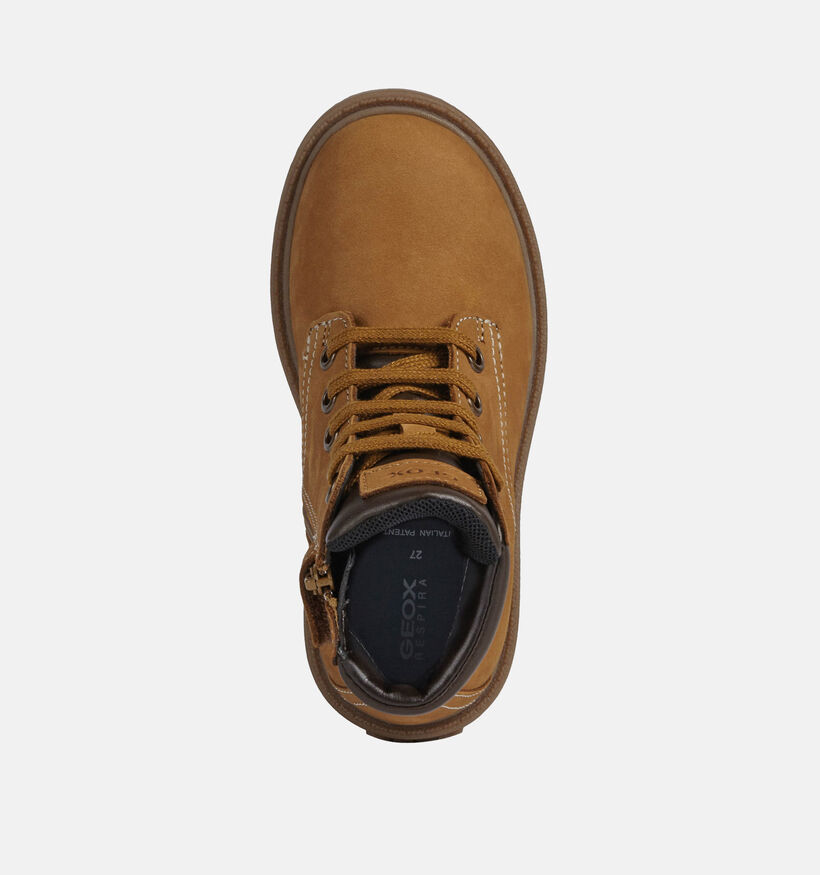 Geox Shaylax Nubuck Bottines robustes en Marron pour garçons (360365) - pour semelles orthopédiques